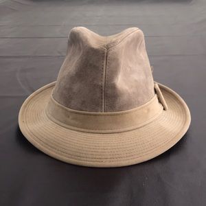 DOBBS KHAKI SUEDE FEDORA  7 1/4 VINTAGE